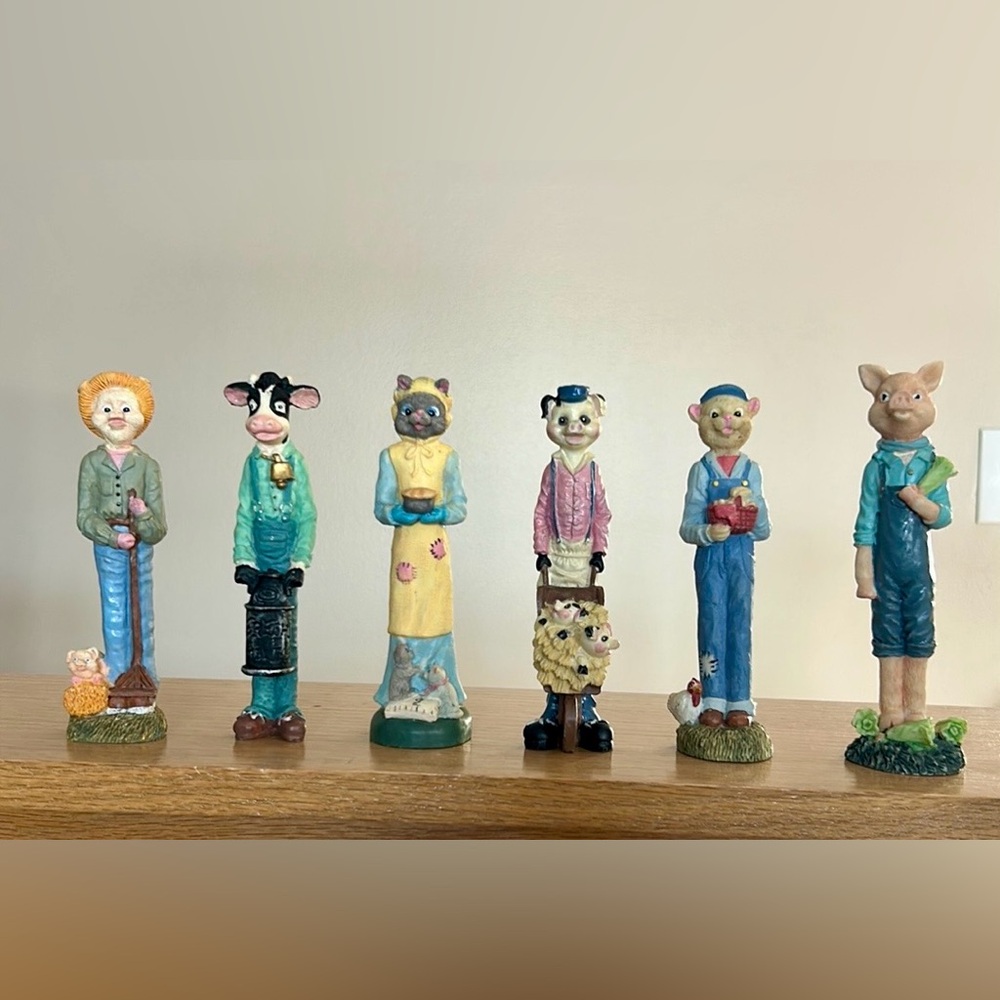 Lot of 6 Vintage Skinny Tall Farm Animal Collection